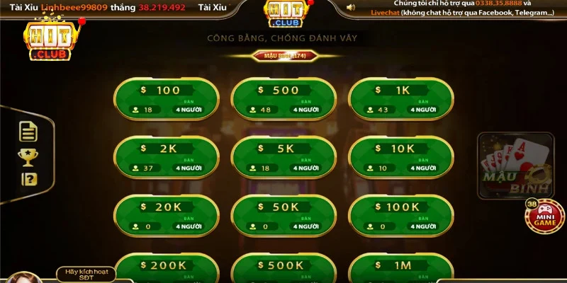 Những trường huống thắng đặc biệt trong game bài Mậu Binh HitClub