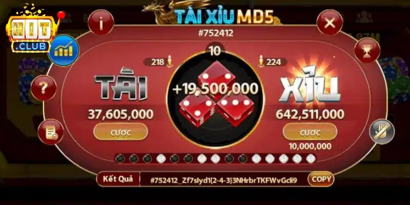 Giao diện hoạt động chính của tài xỉu md5